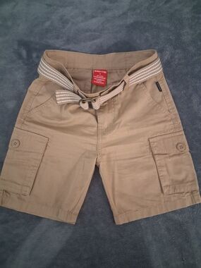 Ring of Fire Tan Cargo Shorts with Striped Web Belt